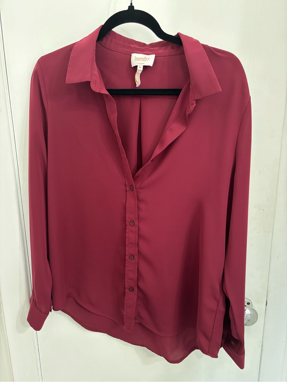 Laundry By Shelli Segal Deep Rose Button-Down Blouse